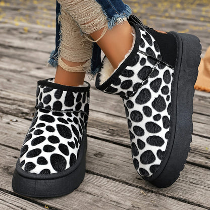 Leopard High Quality Slip-on Thickened Fluff Round Toe Snow Boot