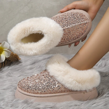 Winter Women Short Plush Warm Snow Boots Casual Shoes  New Suede Fur Chelsea Ankle Boots Flats Platform Ladies Shoes Botas