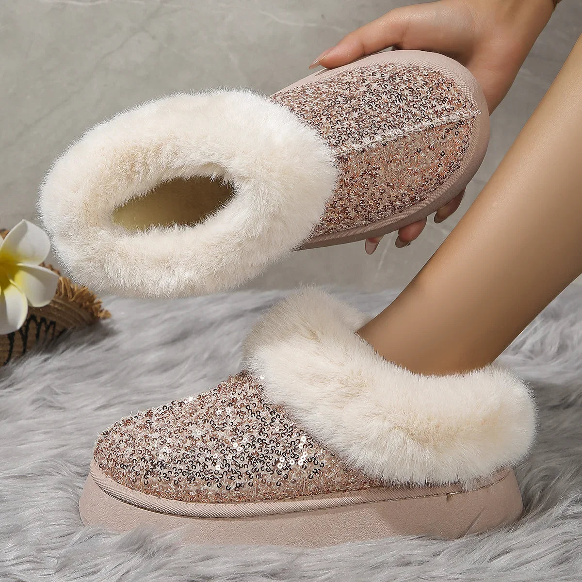 Winter Short Plush Warm Casual New Suede Fur Elegant Snow Boot