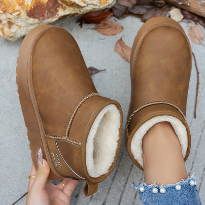 Short Plush Warm Casual Flat Comfortable Chelsea Ankle Snow Boot