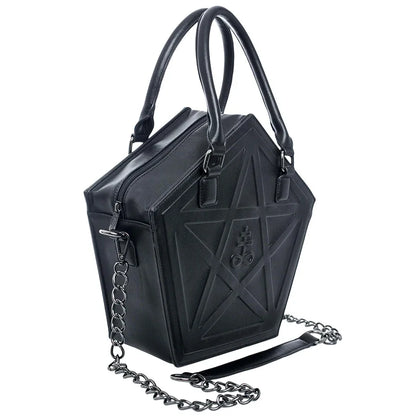 Pentagram Punk Darkness Gothic Star Black Soft Leather Chain Women Handbag