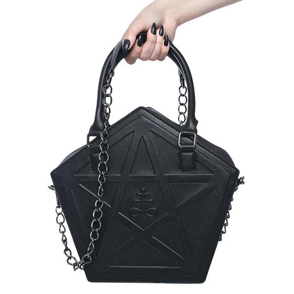 Pentagram Punk Darkness Gothic Soft Leather Chain Shoulder Handbag Bag