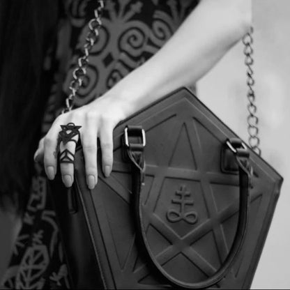 Pentagram Punk Darkness Gothic Soft Leather Chain Shoulder Handbag Bag