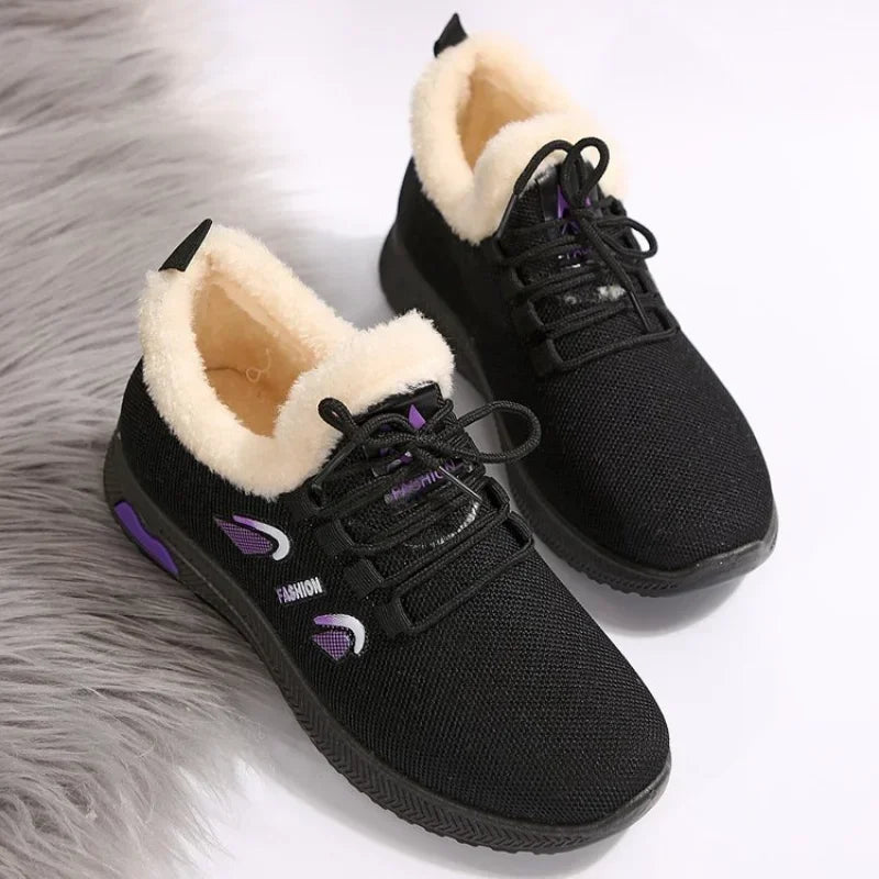 Women Winter Boots New Warm Thicken Snow Boots Lace Up Ankle Boots Non Slip Plush Fur Shoes Keep Warm Ankle Botas Plus Size