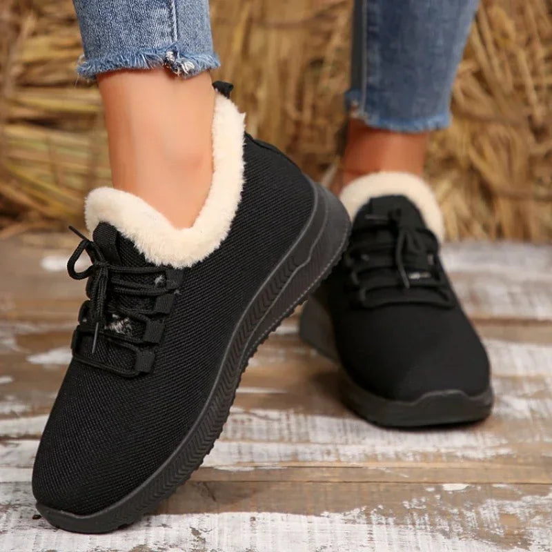 Women Winter Boots New Warm Thicken Snow Boots Lace Up Ankle Boots Non Slip Plush Fur Shoes Keep Warm Ankle Botas Plus Size