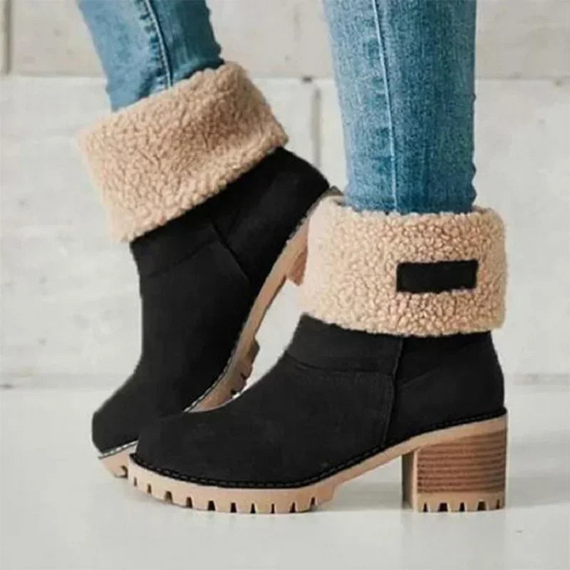 Women Winter Fur Warm Snow Boots Ladies Warm Wool Booties Ankle Boot Comfortable Shoes Plus Size Casual Women Mid Boots