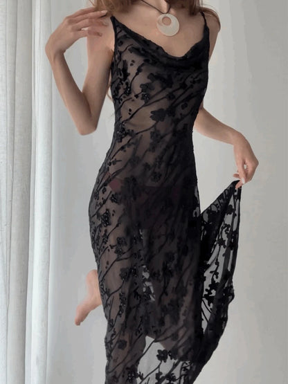 DressBetty - 2024 Sexy Long Black See Through Lace Dress