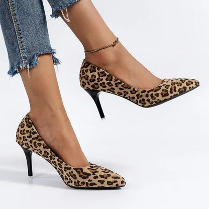 Leopard Print Non-Slip Versatile Outdoor Thin High Heel Sexy High Heel