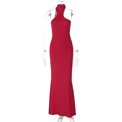 Spring Sleeveless Halter Puss Sexy Elegant Club Midi Dresses