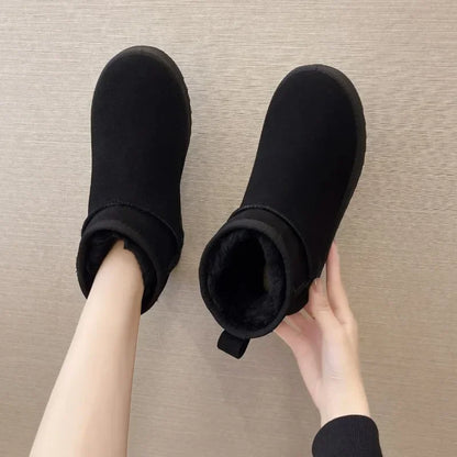 Women's Shoes Australian Boots Winter Footwear Round Toe Flat Heel Boots-Women Fashion Snow Low Ladies Ankle Cotton 36-42