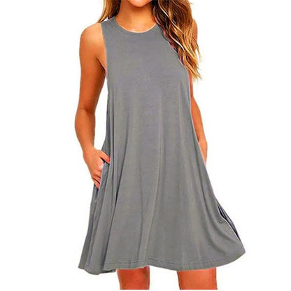 Women's Summer Casual Swing T-Shirt Beach Midi Dresses