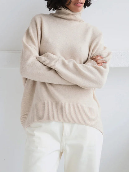 Thick Oversize Turtleneck Winter Warm White Knitted Oversized Sweater