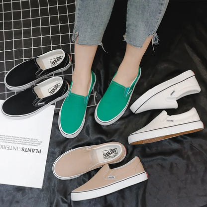 Womens Canvas Shoes Multicolor Checkerboard Design Men Slip-On Footwear Girls Flats Couple Summer Fashion Sneakers Size 35-44