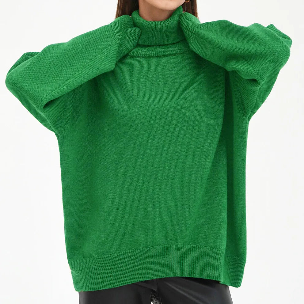 Turtleneck Oversized Chunky Long Loose Casual Slouchy Sweater