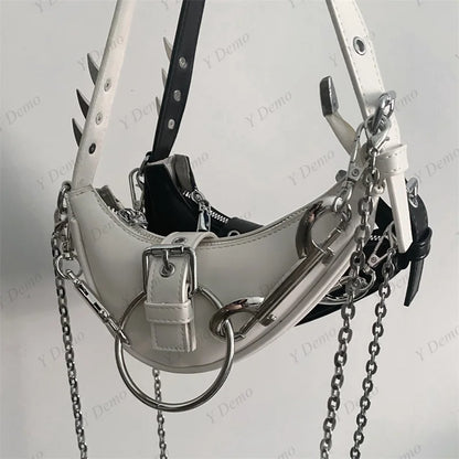 Punk Rivets Gothic Rock Metal Buckles Sparks Crossbody Shoulder Bag