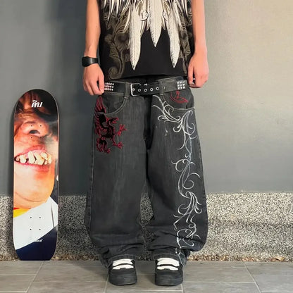 Y2K Streetwear Baggy Jeans Men Hip Hop Vintage Wide Leg Pants