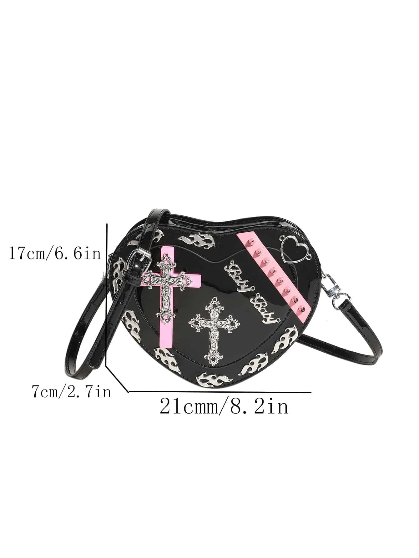 Y2K Coffin Shape Trendy Gothic Punk Cross Pattern Colorful Mini PU Bag