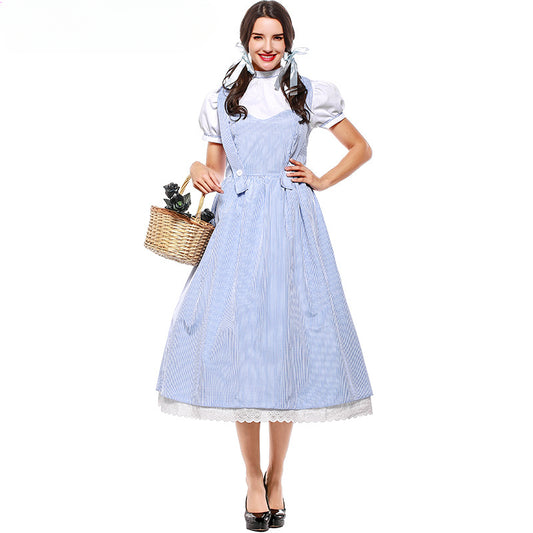 Fairytale Wizard Of Oz Dorothy Blue Gingham Dress Carnival Halloween Costume