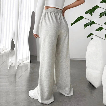 V-Shaper Elastic Wide Leg Stylish Gray Jogging Leisure Sweatpants