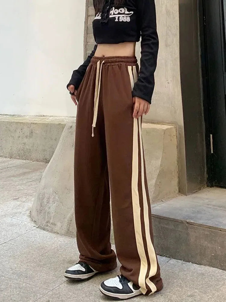 Striped Lace Up Women's  Harajuku BF Style Sweatpants